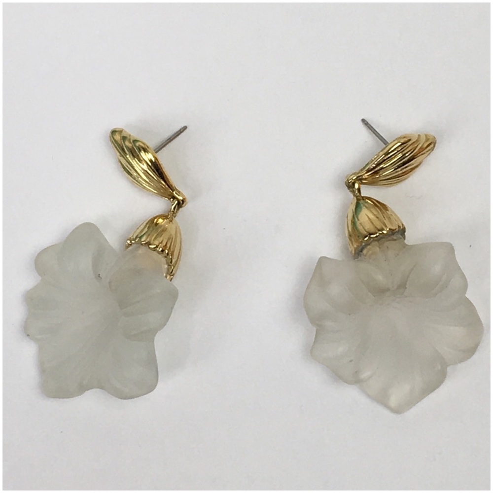 Frosted Lucite Lily Post Earrings